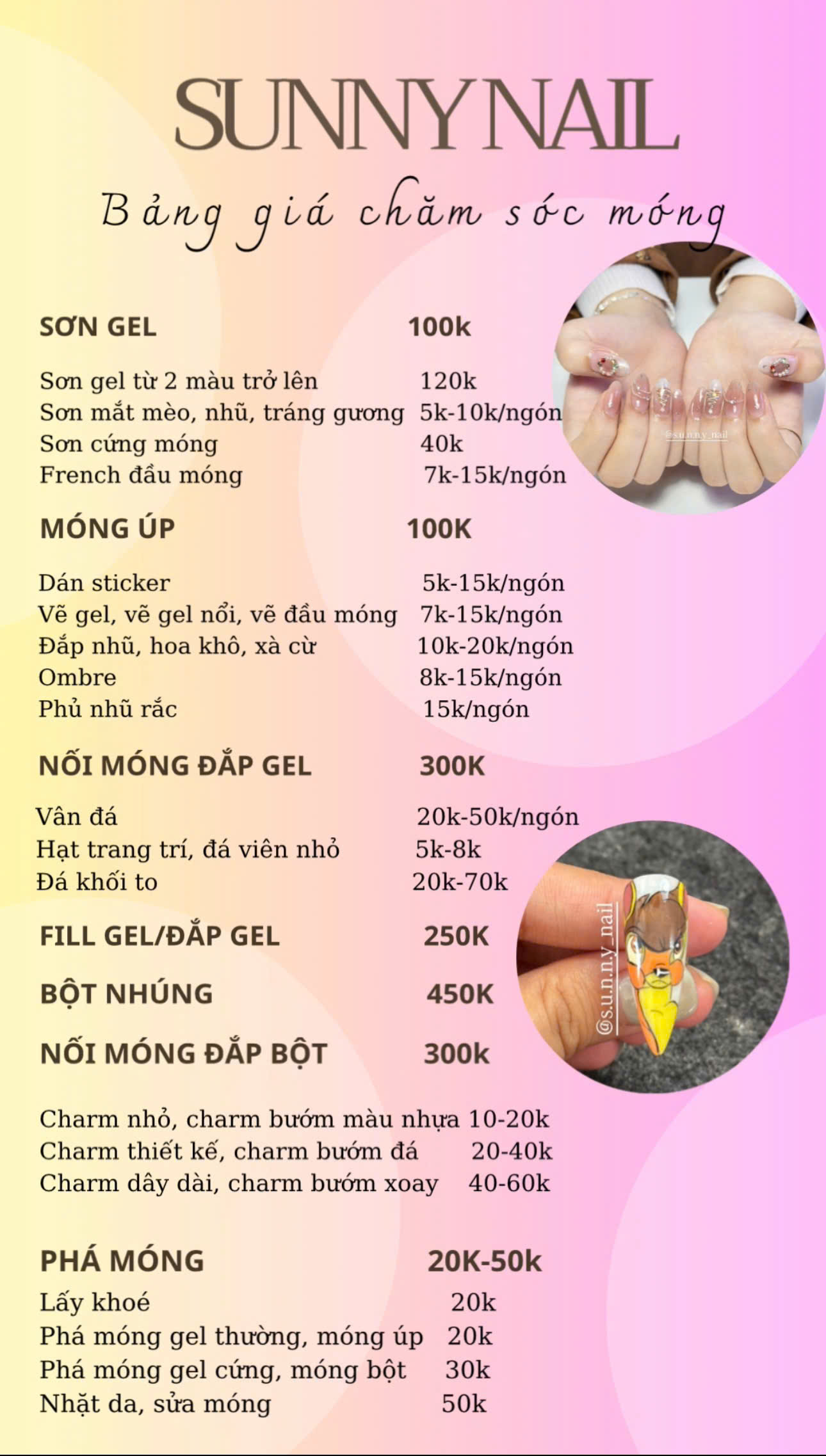 Menu nail Sunny Nail